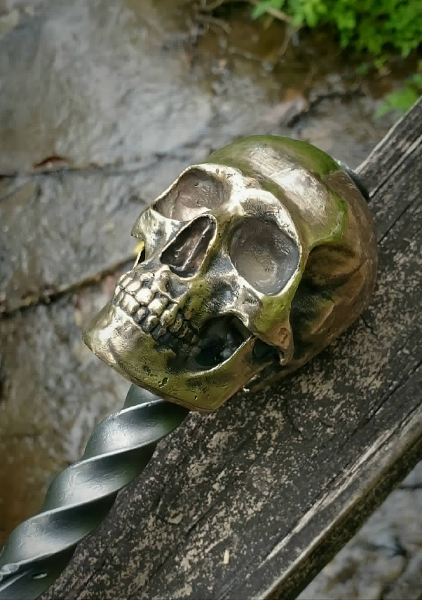 Chiseled Bronze Skull Mace