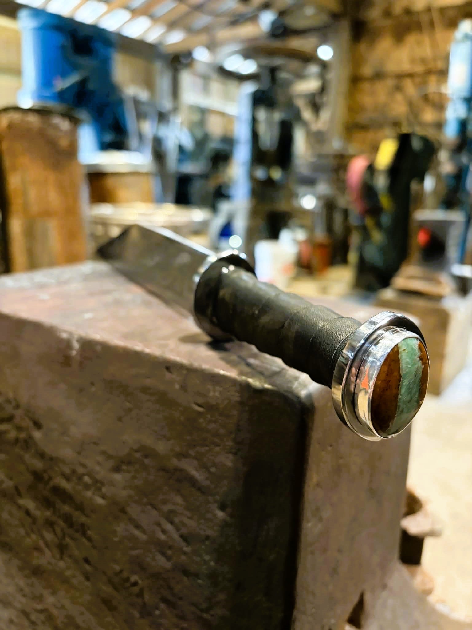 Engraved 12" Seax with gemstone